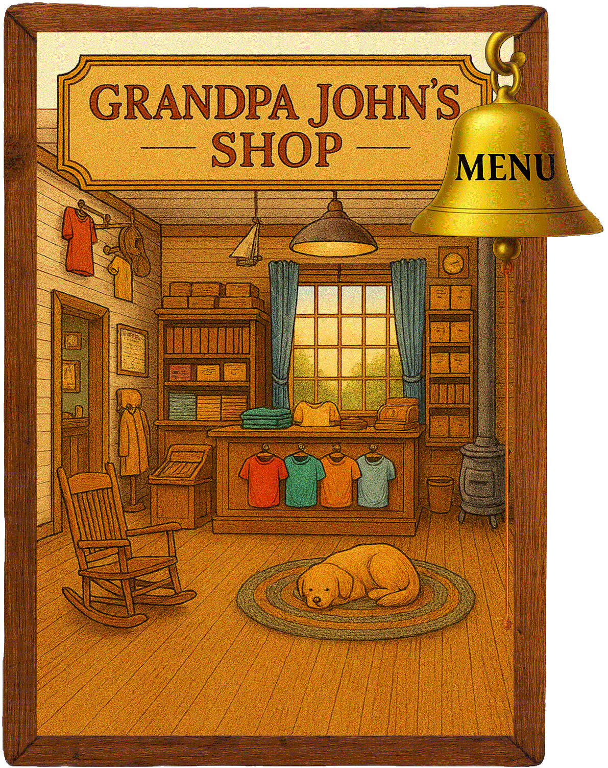 Inside Grandpa John's cozy country shop